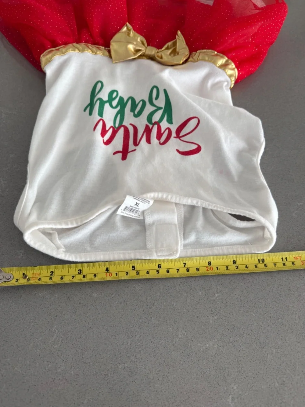 Santa Baby Dog XL Dress Christmas Size Small Red Gold Bow Merry Makings